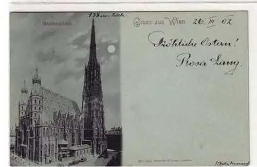 51997 Mondscheinkarte Gruß aus Wien Stephansdom 1902