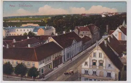 49849 AK Mitau (Jelgava) - Schloßstraße, Straßenansicht mit Kutsche 1917