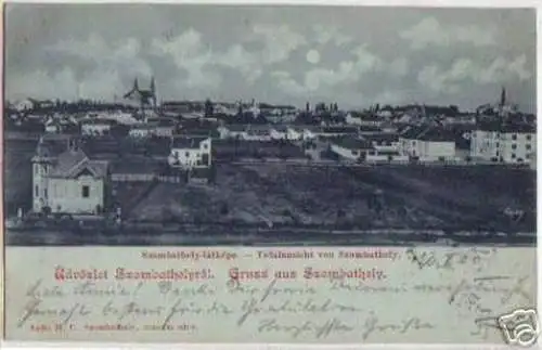 10978 Mondscheinkarte Gruß aus Szombathely 1900