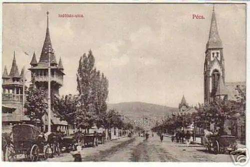 11228 Ak Pécs Ungarn Indóház Utca 1907