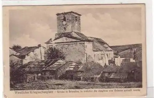 45575 Ak zerstörte Kirche in Brieulles Lothringen 1916