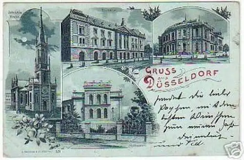 09736 Mondscheinkarte Gruss aus Düsseldorf 1899