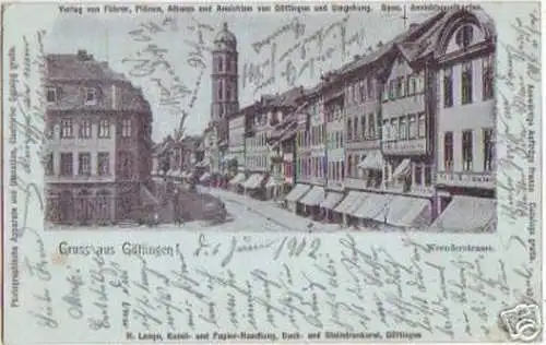 16638 Ak Gruss aus Göttingen Weenderstrasse 1902