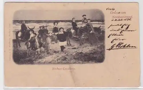 93696 Ak Grüsse vom Nordseestrand Borkum Cavallerie 1898