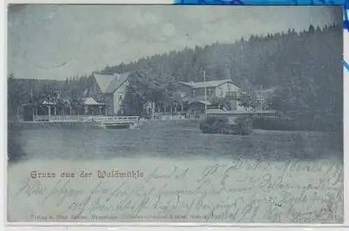 53977 Mondscheinkarte Gruß aus der Waldmühle 1898