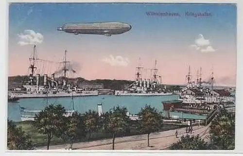 41730 Ak Wilhelmshaven Zeppelin überm Kriegshafen um 1915