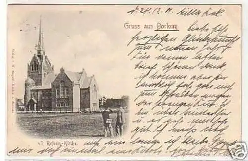 33417 Ak Gruss aus Borkum Reform Kirche 1901