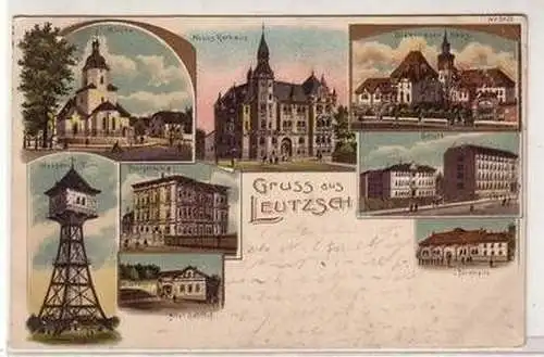 57996 Ak Lithographie Gruß aus Leutzsch Gasthof usw. 1917