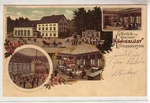 52674 Ak Lithographie Gruss aus Gasthof "Königslust" Unterbärenstein 1915