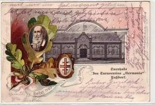 49277 Ak Lithographie Turnhalle des Turnvereins "Germania" Rußdorf 1905