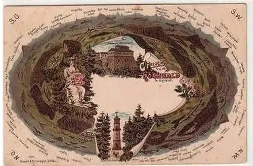 56341 Ak Lithographie Gruß vom Hochwald bei Oybin um 1900