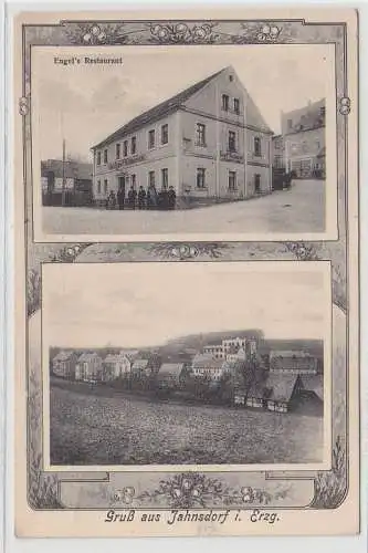 71694 Mehrbild Ak Gruß aus Jahnsdorf im Erzgebirge Engels Restaurant um 1920