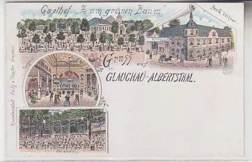 71695 Ak Lithographie Gruss aus Glauchau Albertsthal Gasthof um 1900