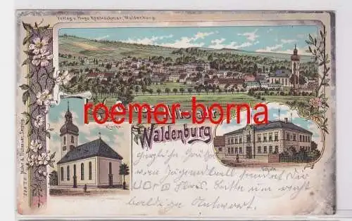 68166 Ak Lithografie Gruss aus Altstadt Waldenburg Totale, Schule, Kirche 1903