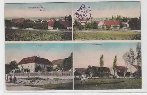 68901 Mehrbild Ak Neuseuslitz Totalansicht, Gasthof, Dorfstraße 1911