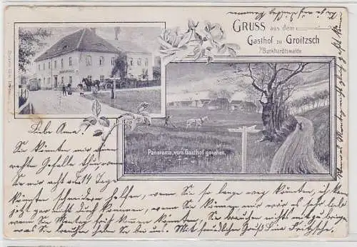 68313 Ak Gruß aus dem Gasthof zu Groitzsch bei Burkhardtswalde 1904