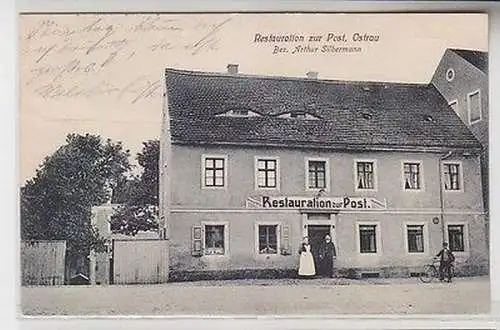 66363 Ak Ostrau Restauration zur Post 1914