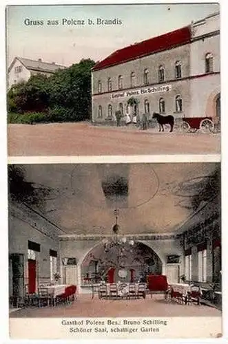 64857 Mehrbild Ak Gruß aus Polenz bei Brandis Gasthaus um 1910