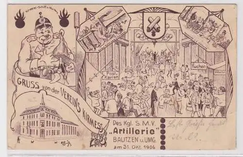 08163 Ak Gruß von der Vereins Kirmes kgl.S.M.V. Artillerie Bautzen 1906