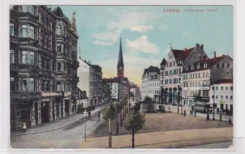 20104 Soldatenpost Ak Leipzig Lindenauer Markt 1909