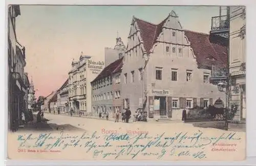 00941 handkolorierte Künstler Ak Borna Kirchgasse 1906