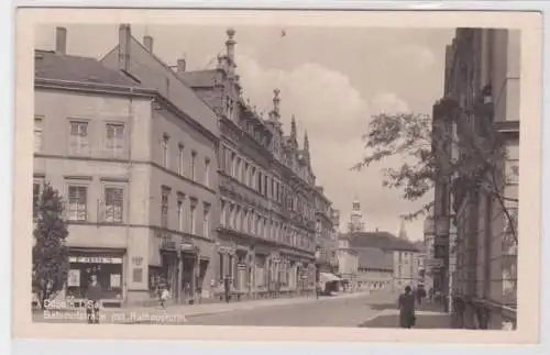 88678 Ak Döbeln in Sachsen Bahnhofstraße mit Rathausturm 1950