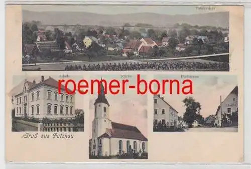 78471 Mehrbild Ak Gruß aus Putzkau Schule, Kirche, Dorfstraße 1907