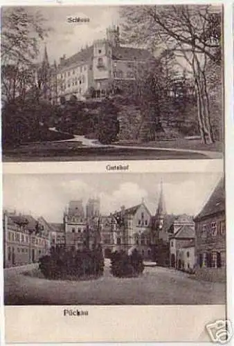 06933 Ak Püchau Gutshaof und Schloss um 1920