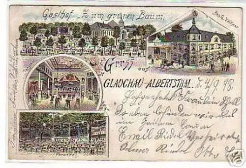 09379 Ak Gruss ausGlauchau Albertsthal Gasthof 1898