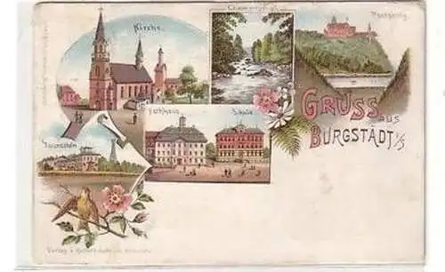 09948 Ak Lithographie Gruß aus Burgstädt 1898