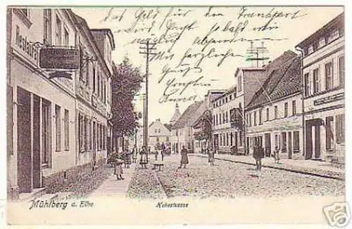 02585 Ak Mühlberg an der Elbe Hohestrasse 1907