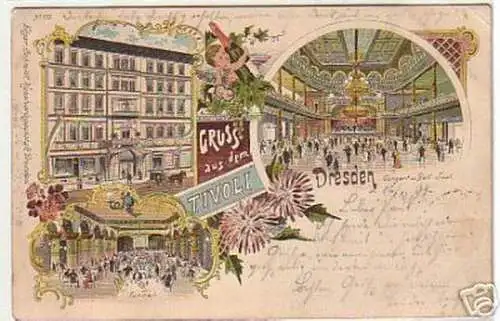 00062 Ak Lithographie Gruß aus dem Tivoli Dresden 1898