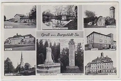 62835 Mehrbild Ak Gruß aus Burgstädt Bahnhof, Schule usw. um 1940