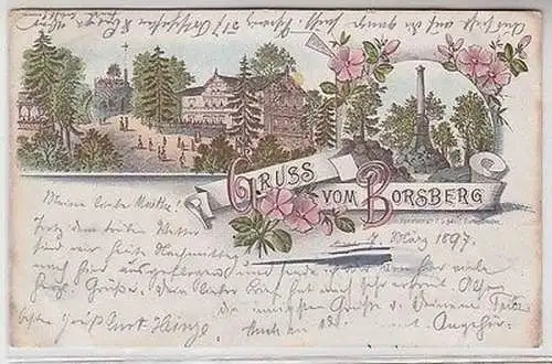 63007 Ak Lithographie Gruss vom Borsberg 1897