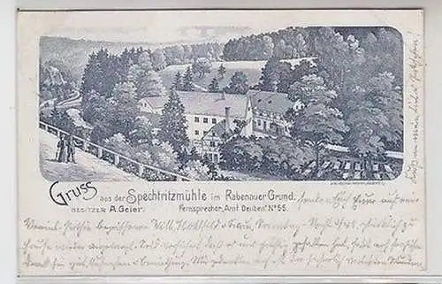 62062 Ak Gruß aus der Spechtritzmühle im Rabenauer Grund 1900