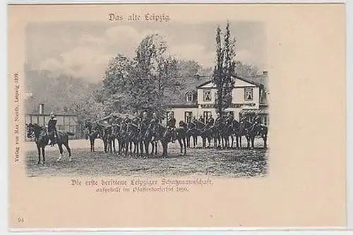 62201 Ak Die erste berittene Leipziger Schutzmannschaft im Pfaffendorferhof 1890