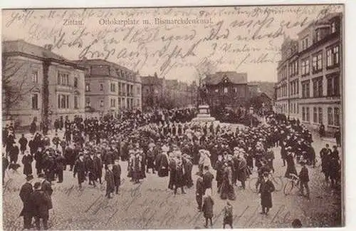 60496 Ak Zittau Ottokarplatz mit Bismarckdenkmal 1912