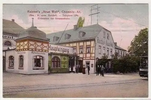 60386 Ak Chemnitz-Alt. Etablissement Reichel´s "Neue Welt" 1909