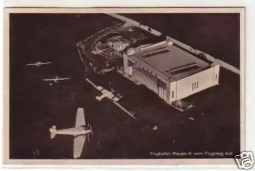 28173 Ak Flughafen Plauen im Vogt. vom Flugzeug aus 1934