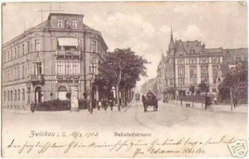 17757 Ak Zwickau Bahnhofstrasse Konditorei 1902