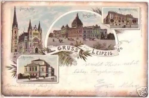 16589 Ak Lithographie Gruss aus Leipzig Uni usw. 1900