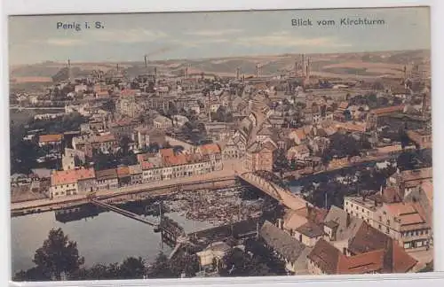 89122 Ak Penig in Sachsen Blick vom Kirchturm 1915