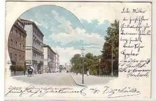 40179 Ak Leipzig Goethestraße Blick mit Bahnhöfen 1899