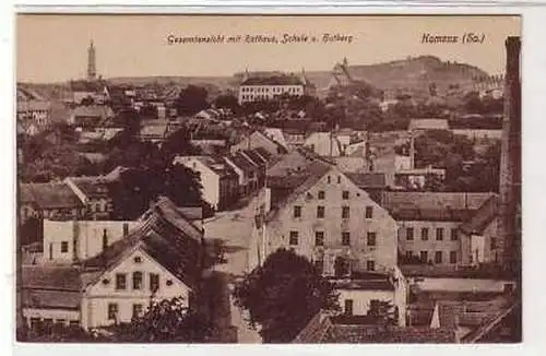 41520 Ak Kamenz Rathaus, Schule und Hutberg um 1920