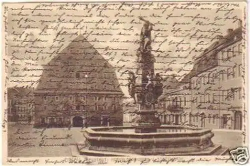 25181Ak Zittau Neustadt Herkulesbrunnen Stadtwaage 1914