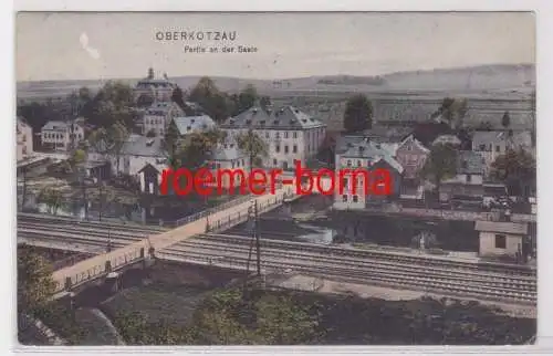 09295 Ak Oberkotzau Partie an der Saale mit Bahnstrecke 1907