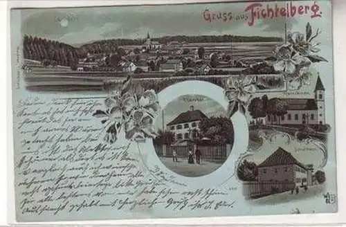 56251 Mondscheinkarte Gruß aus Fichtelberg um 1900