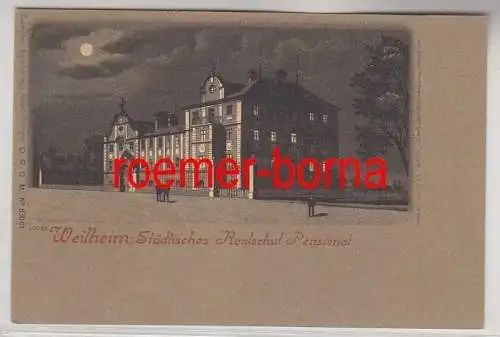 79068 Mondscheinkarte Weilheim städtisches Realschul Pensionat um 1900