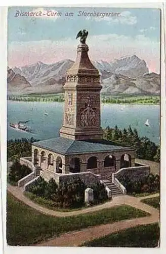 35730 Ak Bismarckturm am Starnbergersee um 1910