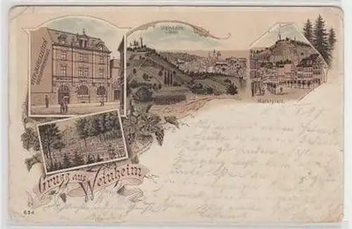 53439 Ak Lithographie Gruss aus Weinheim 1897